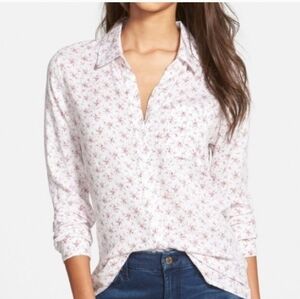 Rails White and Pink Floral Button Down Shirt